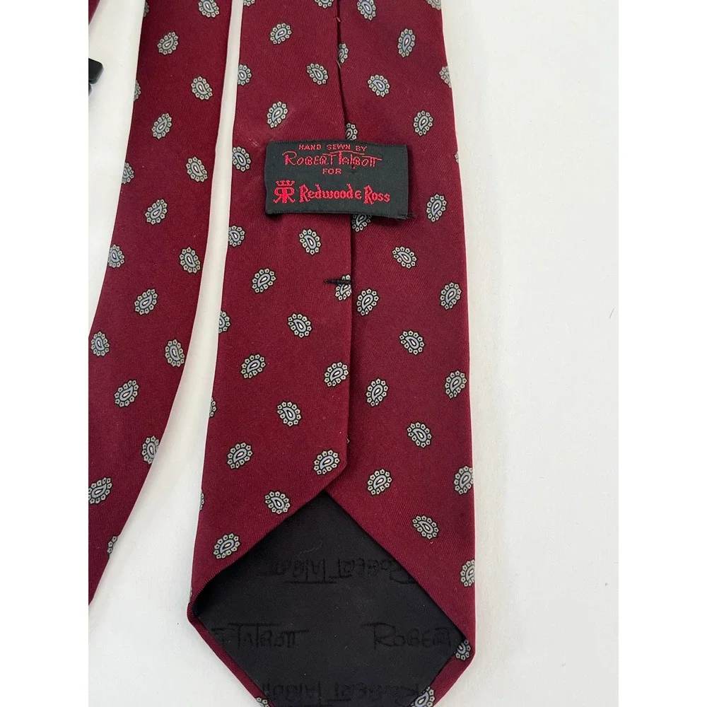 Robert Talbott Redwoode Ross Mens Silk Tie Burgundy Paisley Medallion Hand Sewn